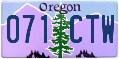 OR license plate 071CTW