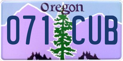 OR license plate 071CUB