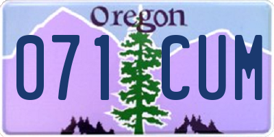 OR license plate 071CUM