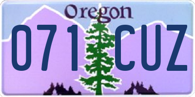 OR license plate 071CUZ