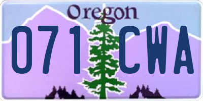 OR license plate 071CWA