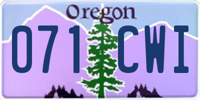 OR license plate 071CWI
