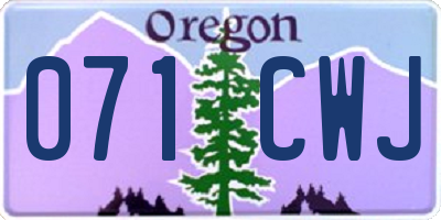 OR license plate 071CWJ
