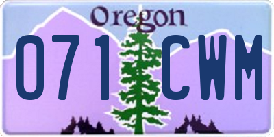 OR license plate 071CWM