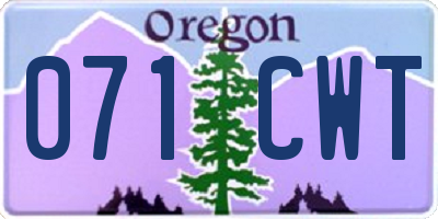 OR license plate 071CWT