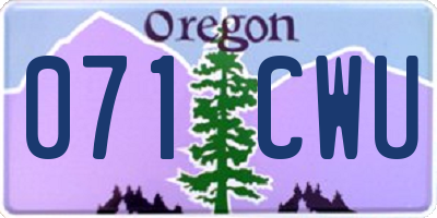 OR license plate 071CWU