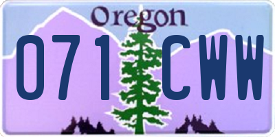 OR license plate 071CWW