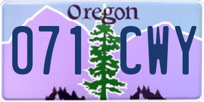 OR license plate 071CWY