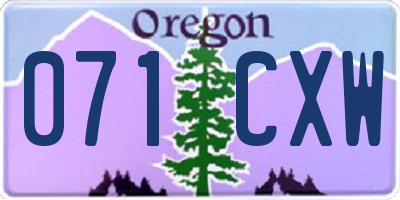 OR license plate 071CXW