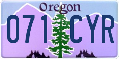 OR license plate 071CYR