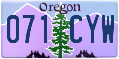 OR license plate 071CYW