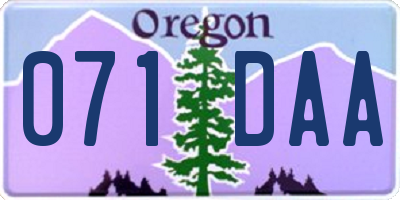 OR license plate 071DAA