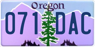 OR license plate 071DAC