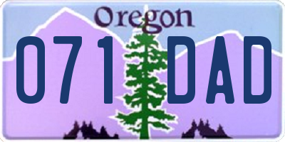 OR license plate 071DAD
