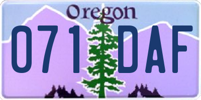 OR license plate 071DAF