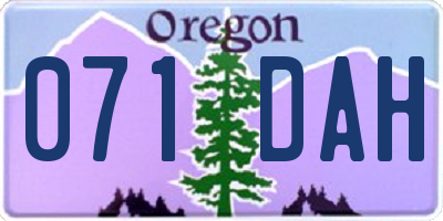 OR license plate 071DAH