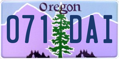 OR license plate 071DAI