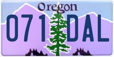 OR license plate 071DAL