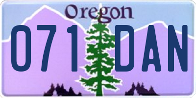 OR license plate 071DAN