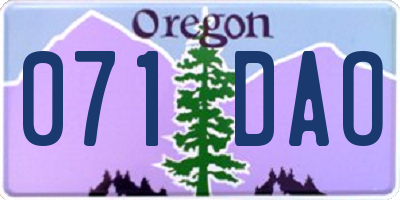 OR license plate 071DAO