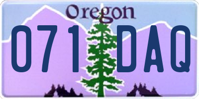 OR license plate 071DAQ