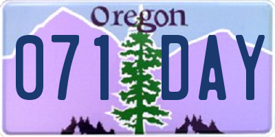 OR license plate 071DAY