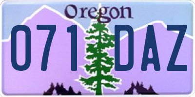 OR license plate 071DAZ