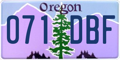OR license plate 071DBF