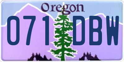 OR license plate 071DBW