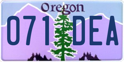 OR license plate 071DEA