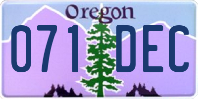 OR license plate 071DEC