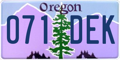 OR license plate 071DEK