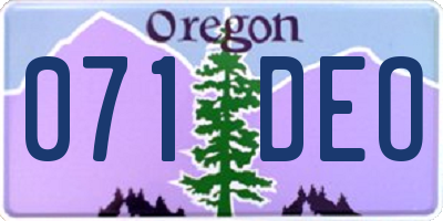 OR license plate 071DEO