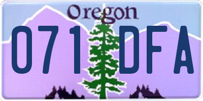 OR license plate 071DFA