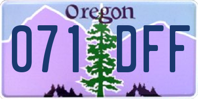 OR license plate 071DFF