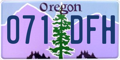 OR license plate 071DFH