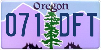 OR license plate 071DFT