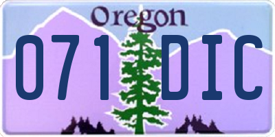 OR license plate 071DIC