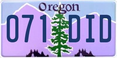 OR license plate 071DID