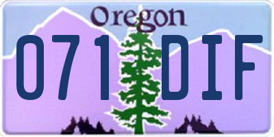 OR license plate 071DIF
