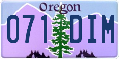 OR license plate 071DIM