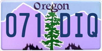 OR license plate 071DIQ