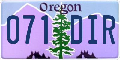 OR license plate 071DIR