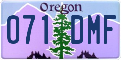 OR license plate 071DMF