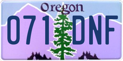 OR license plate 071DNF