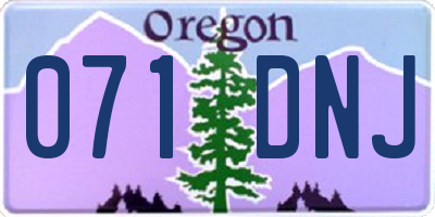 OR license plate 071DNJ