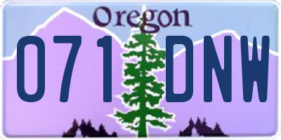 OR license plate 071DNW