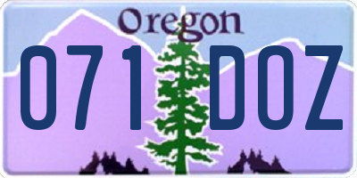 OR license plate 071DOZ