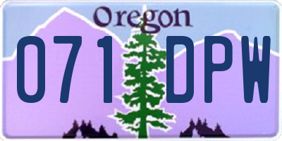 OR license plate 071DPW
