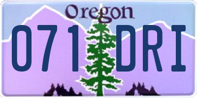 OR license plate 071DRI